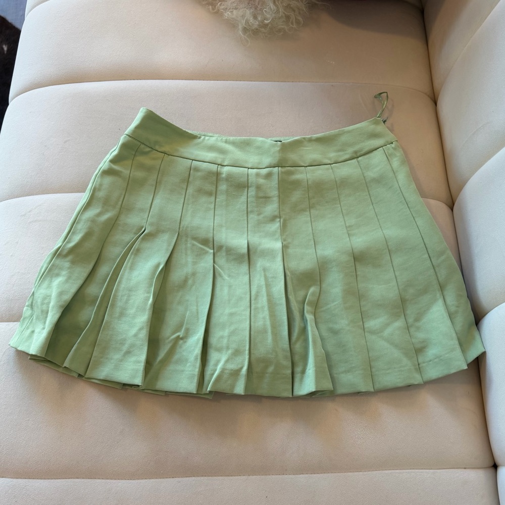 Zara Light Green Pleated Mini Skirt Size XS NWT - Picture 5 of 12